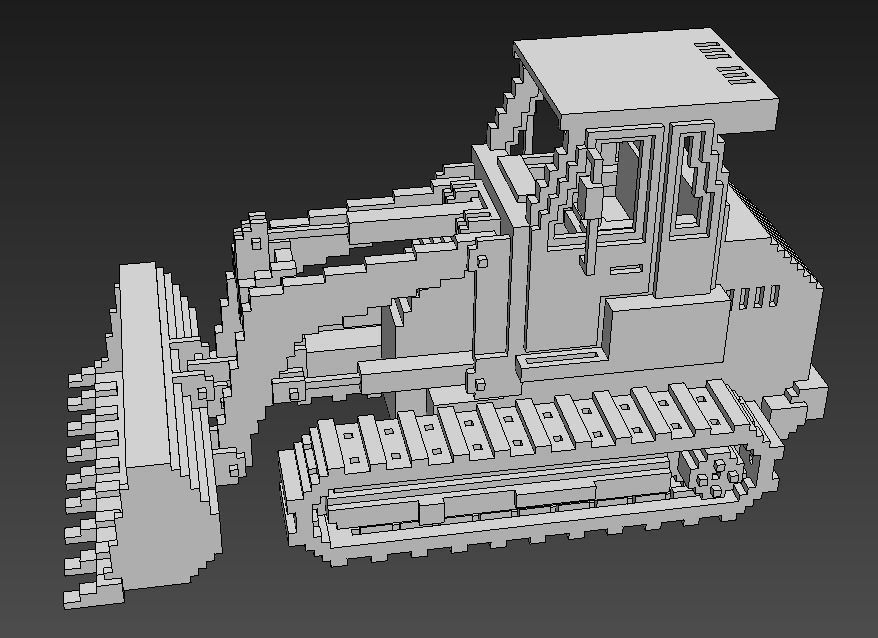 Voxel Crawler Loader Low-poly 3D model_17