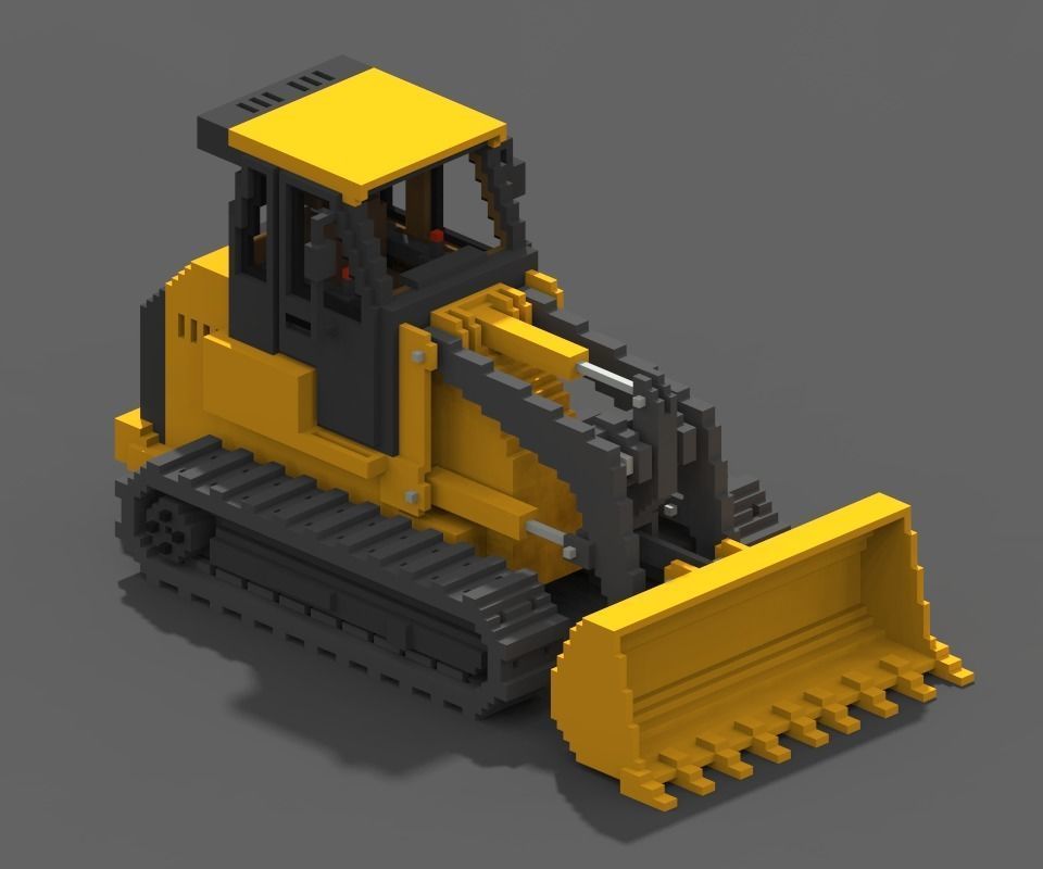 Voxel Crawler Loader Low-poly 3D model_3