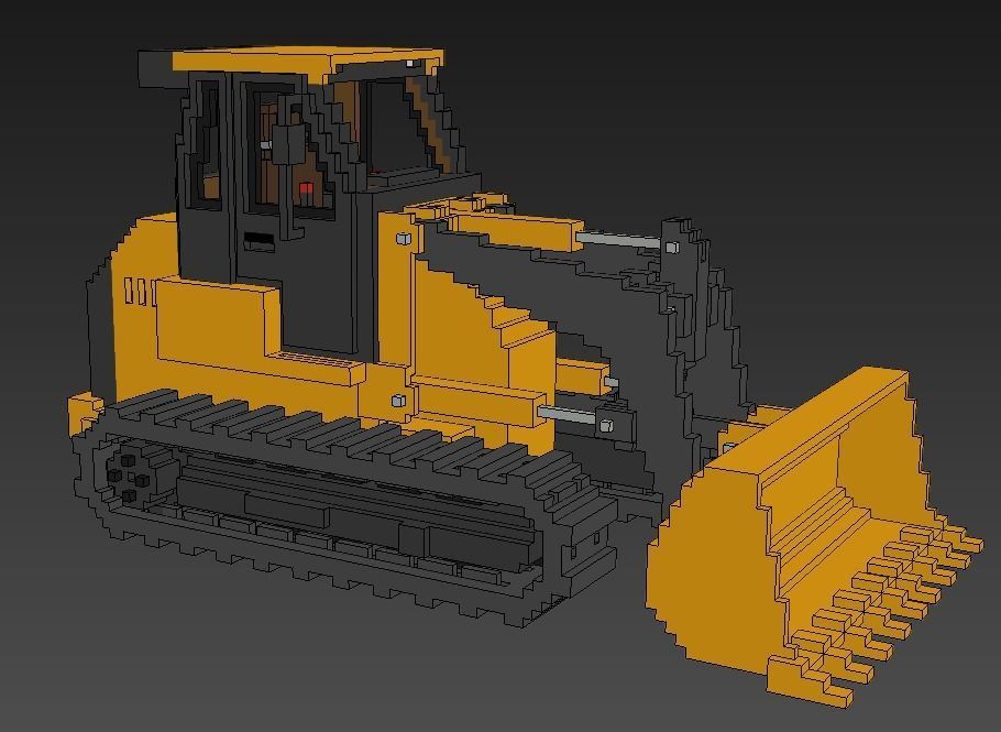 Voxel Crawler Loader Low-poly 3D model_14