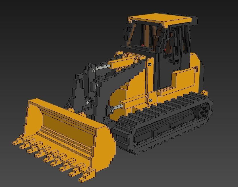 Voxel Crawler Loader Low-poly 3D model_10