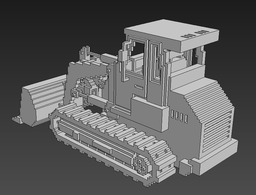 Voxel Crawler Loader Low-poly 3D model_18