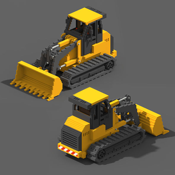 Voxel Crawler Loader Low-poly 3D model_2