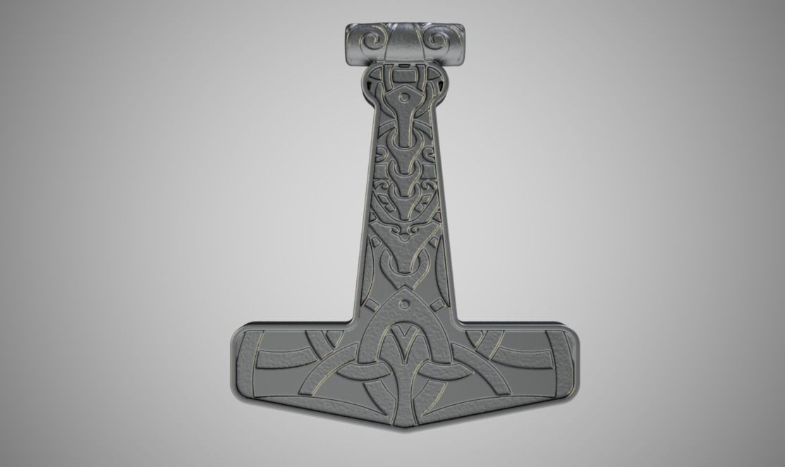 Mjolnir Necklace 3D print model_7
