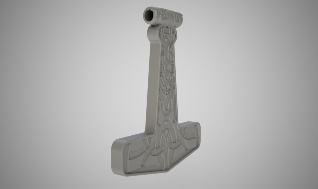 Mjolnir Necklace 3D print model_2