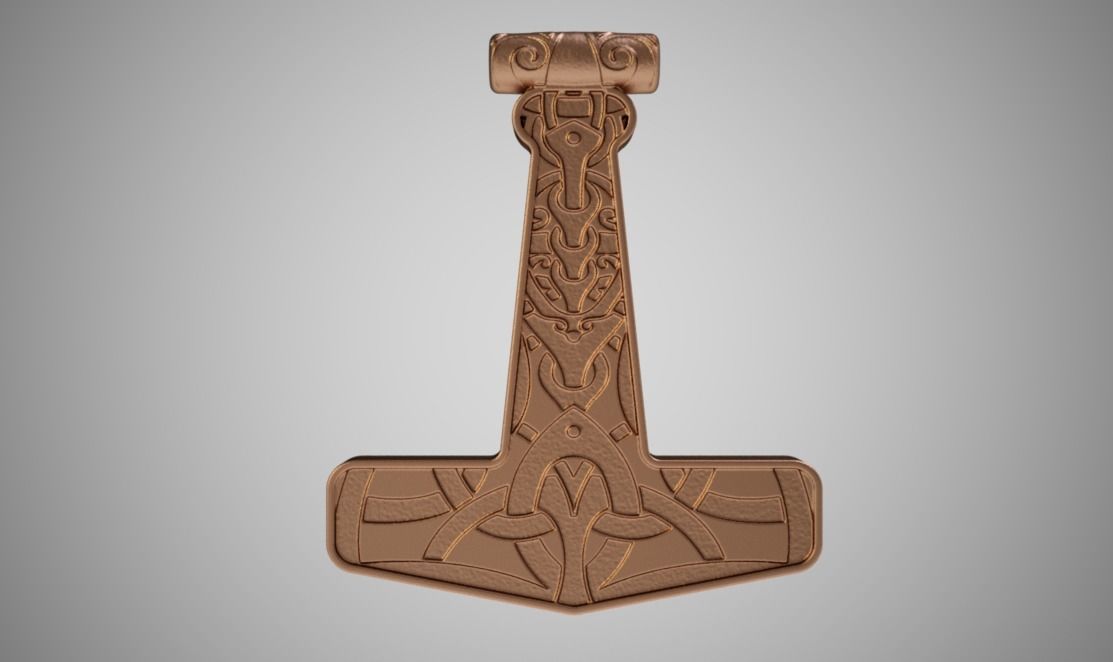 Mjolnir Necklace 3D print model_6