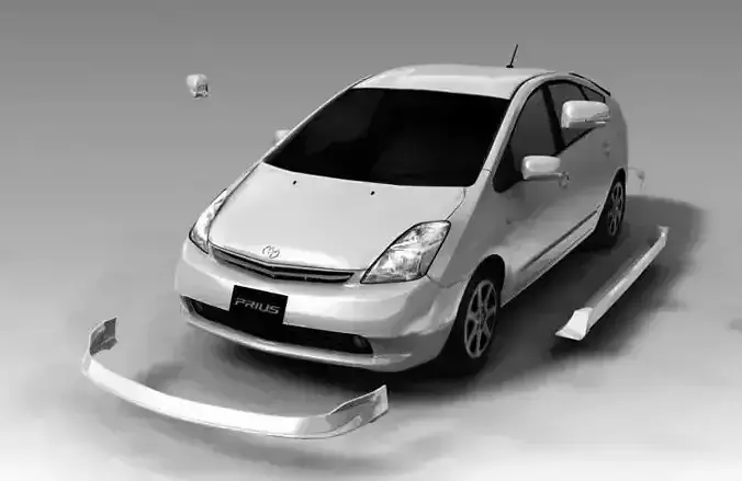 Toyota prius car model full option and  material for all scene  3D model