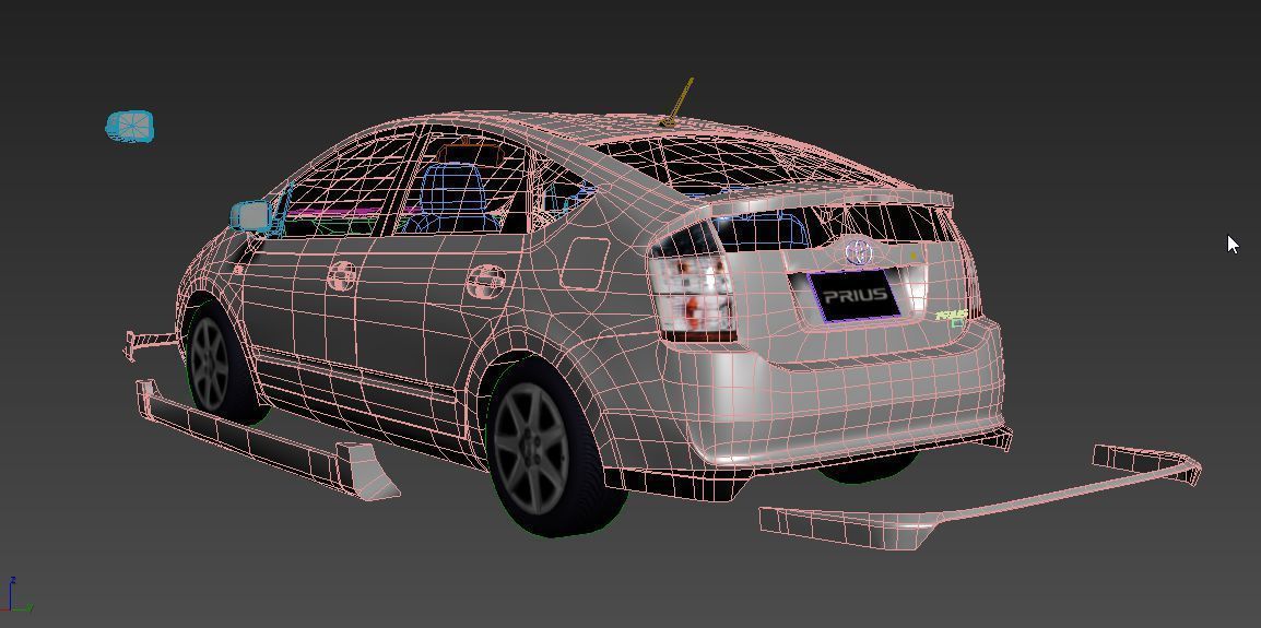 Toyota prius car model full option and  material for all scene  3D model_5