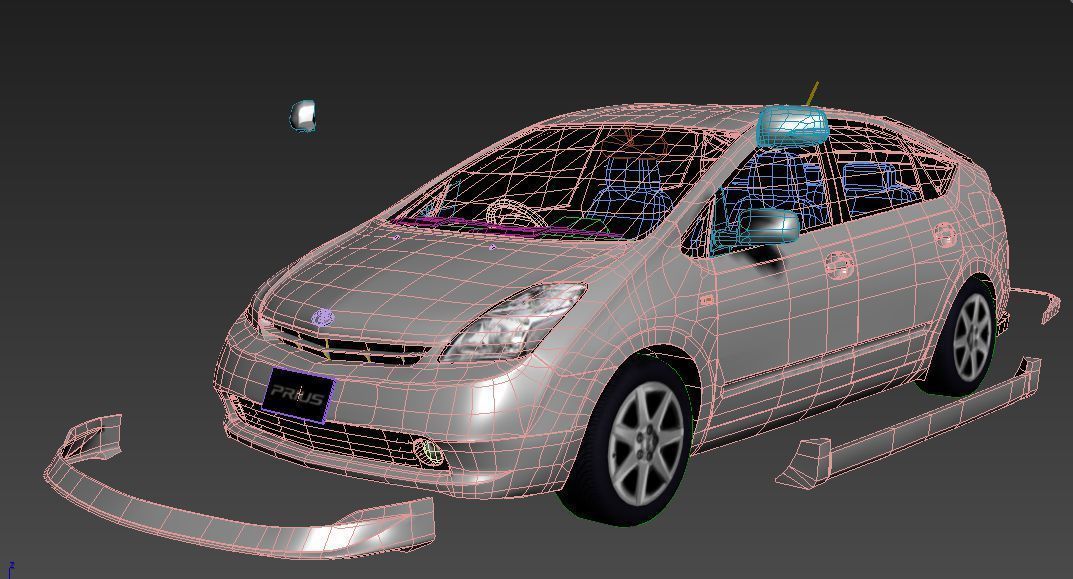Toyota prius car model full option and  material for all scene  3D model_6