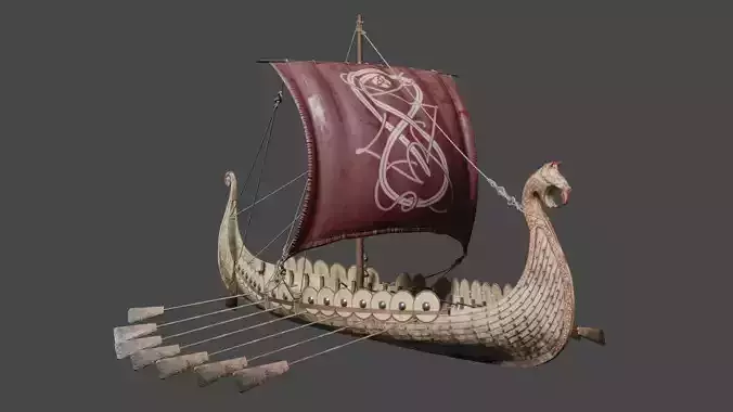 Viking Ship - Viking Drakar PBR Low-poly 3D model