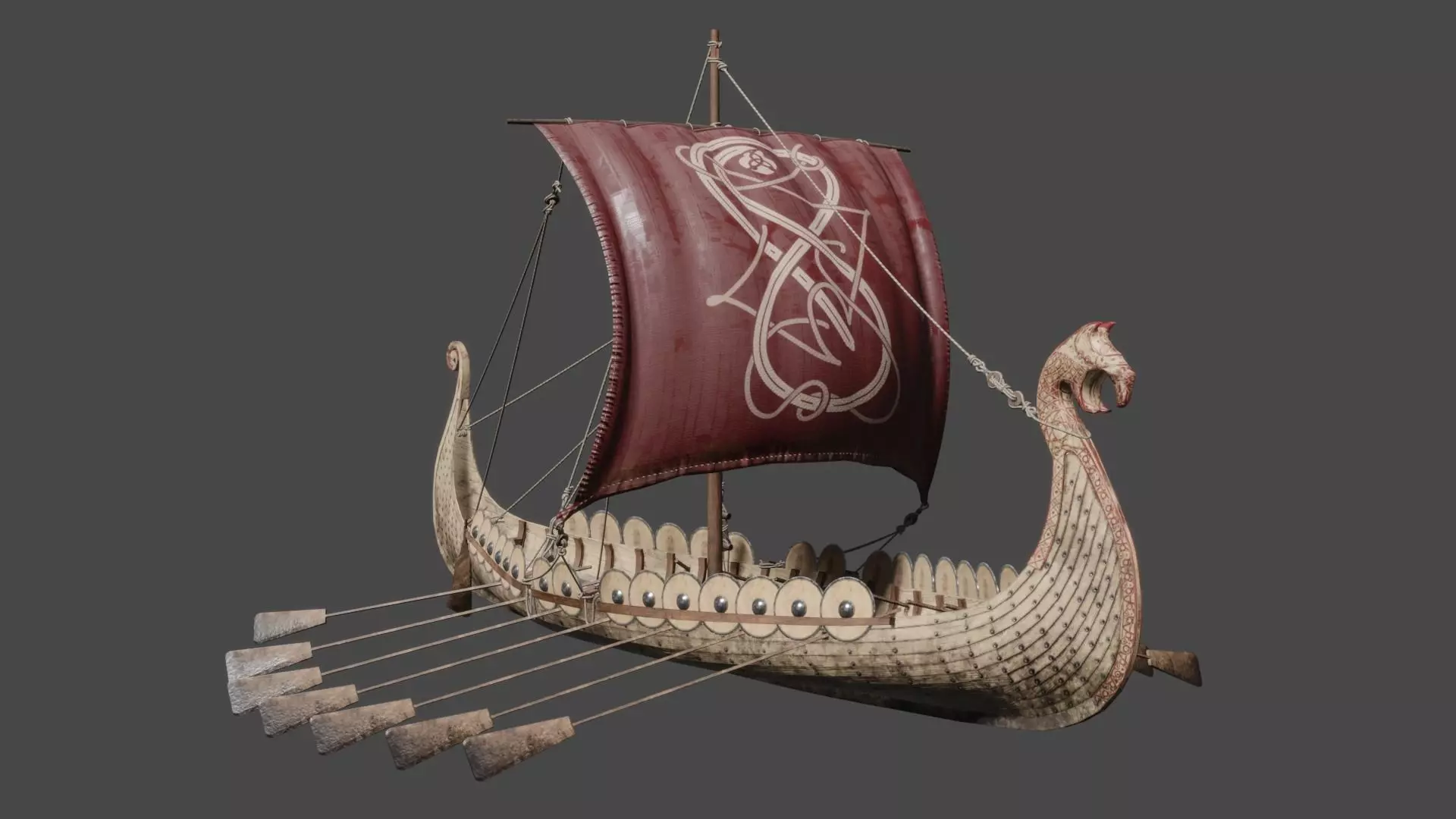 Viking Ship - Viking Drakar PBR Low-poly 3D model_0