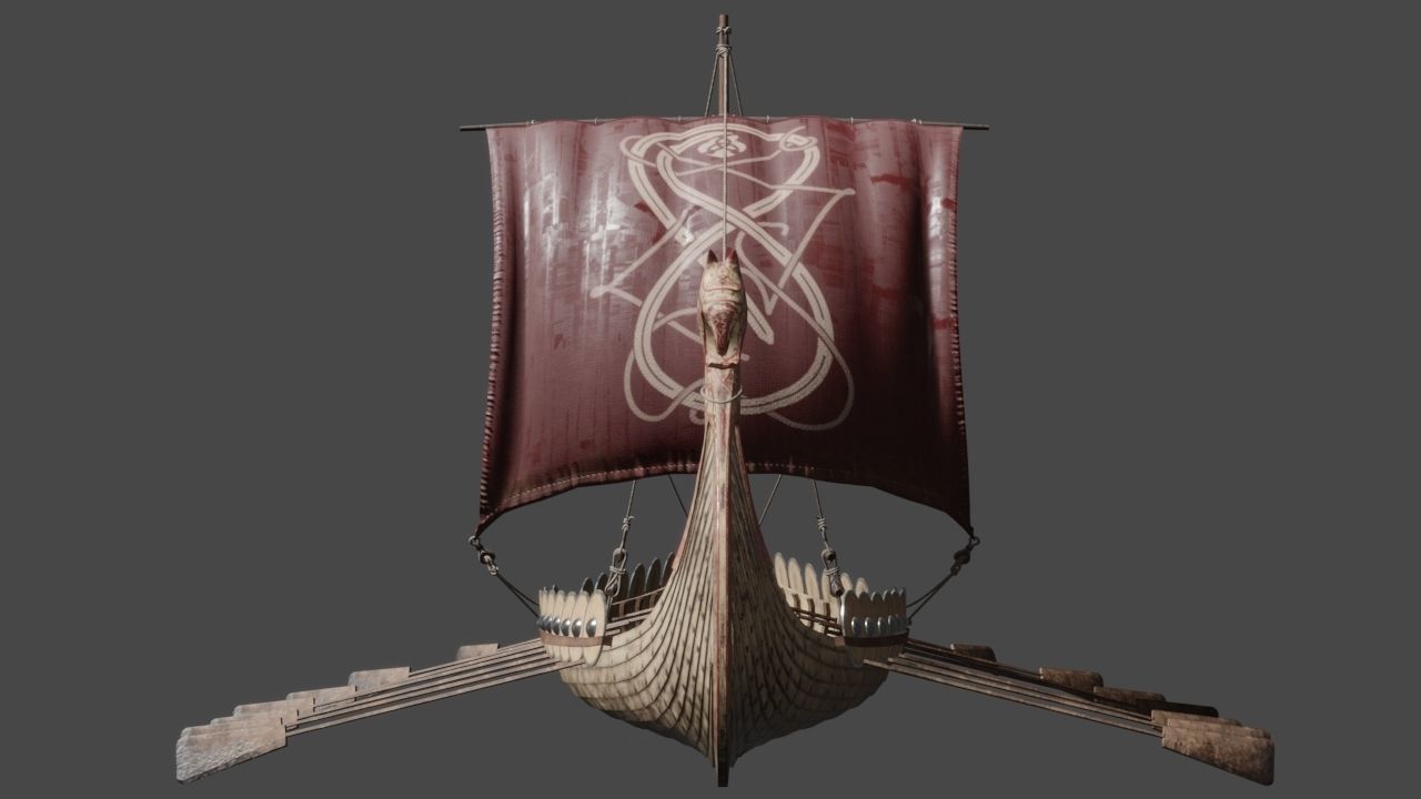Viking Ship - Viking Drakar PBR Low-poly 3D model_3