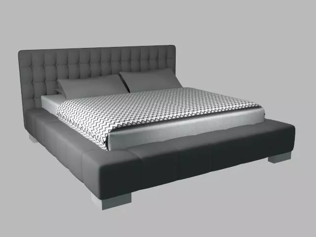 Simple Bed in Grey Colour  3D model_0