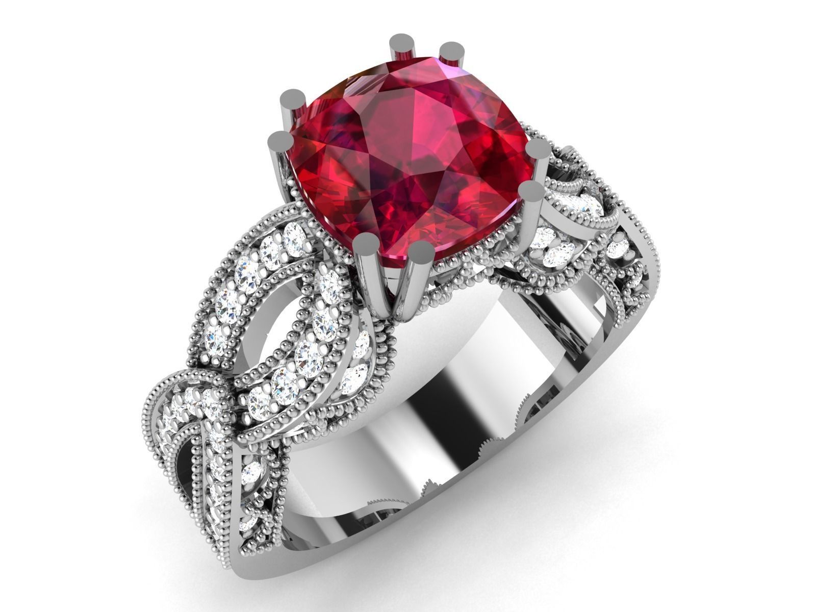 Solitaire ring 3dm stl render detail 3D print model 3D print model_11