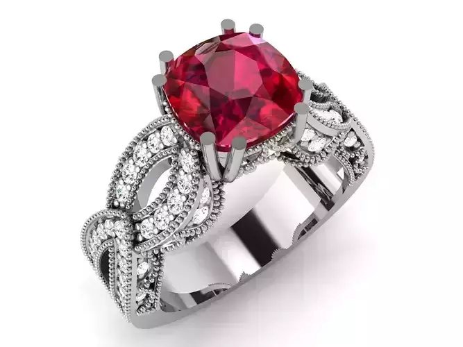 Solitaire ring 3dm stl render detail 3D print model