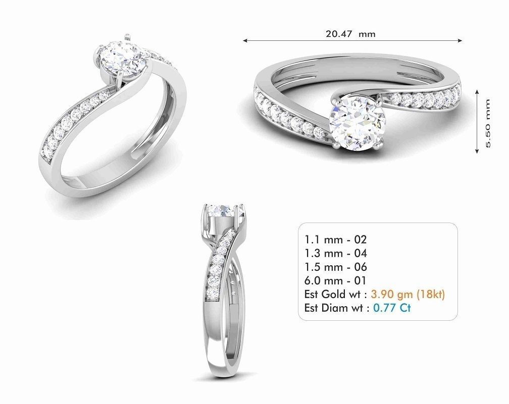 Solitaire ring 3dm stl render detail 3D print model 3D print model_3