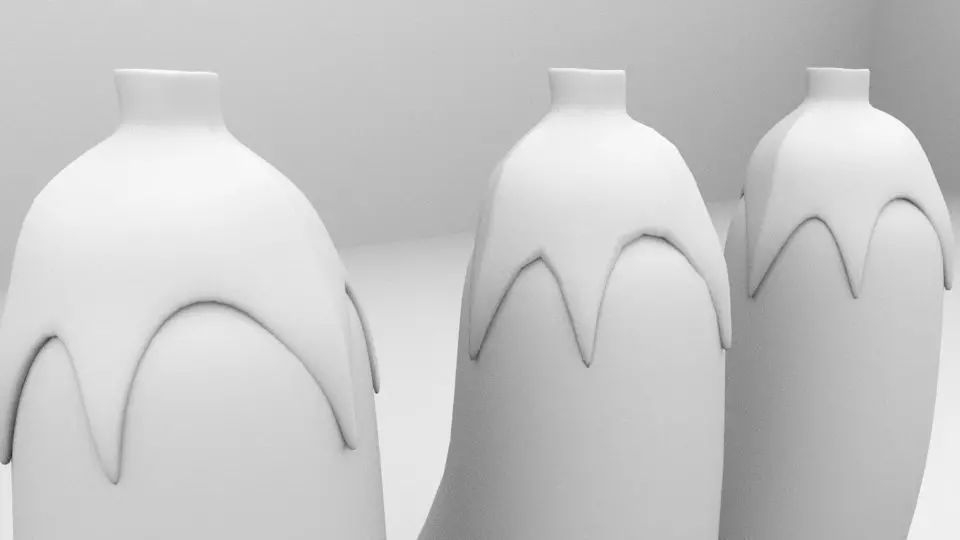Eggplant set of three toilet bowls 3D model