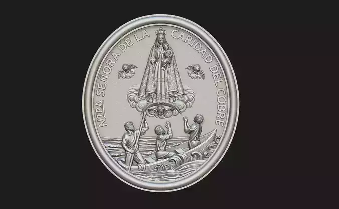 Virgen de la Caridad del Cobre Medallion 3D print model
