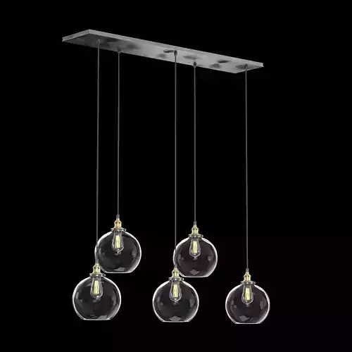20th c Factory Filament Clear Glass Cafe Rectangular Pendant 3D model
