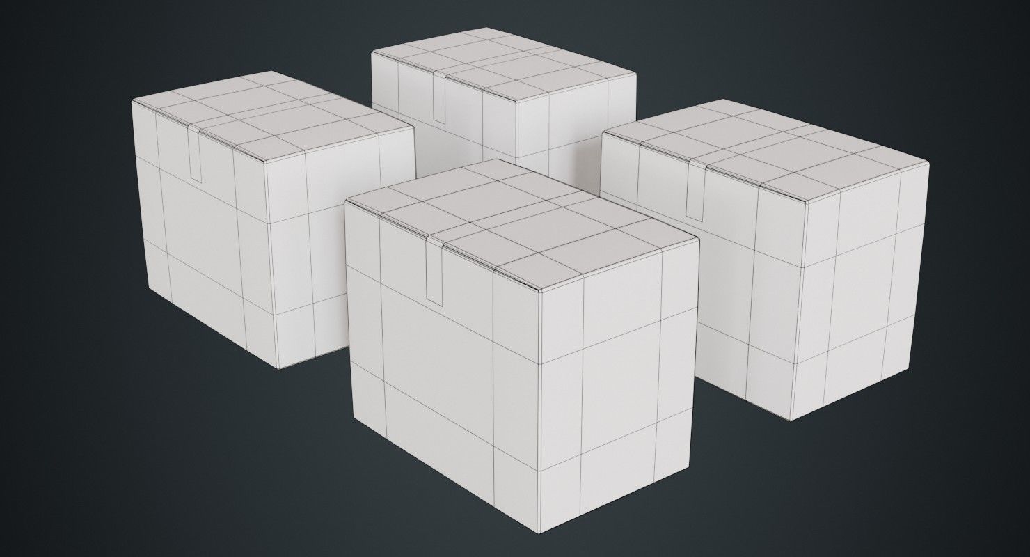 Cardboard Box 1A Low-poly 3D model_5