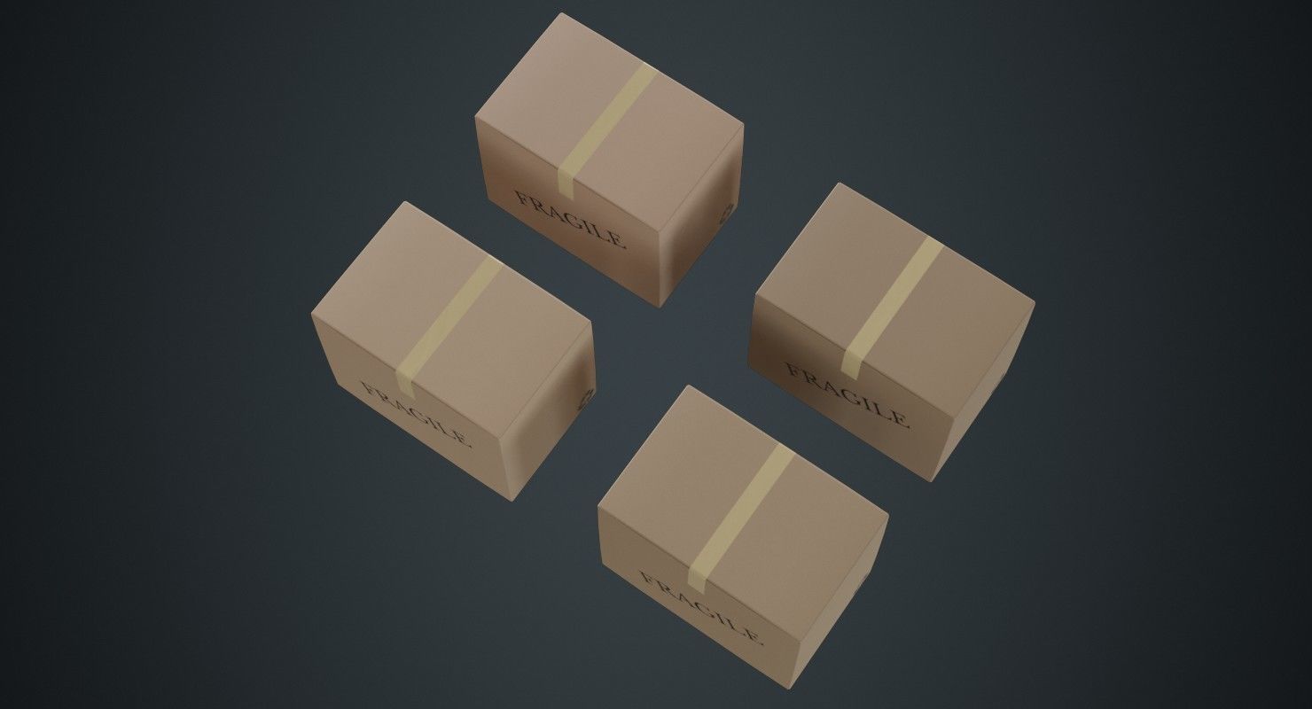 Cardboard Box 1A Low-poly 3D model_2