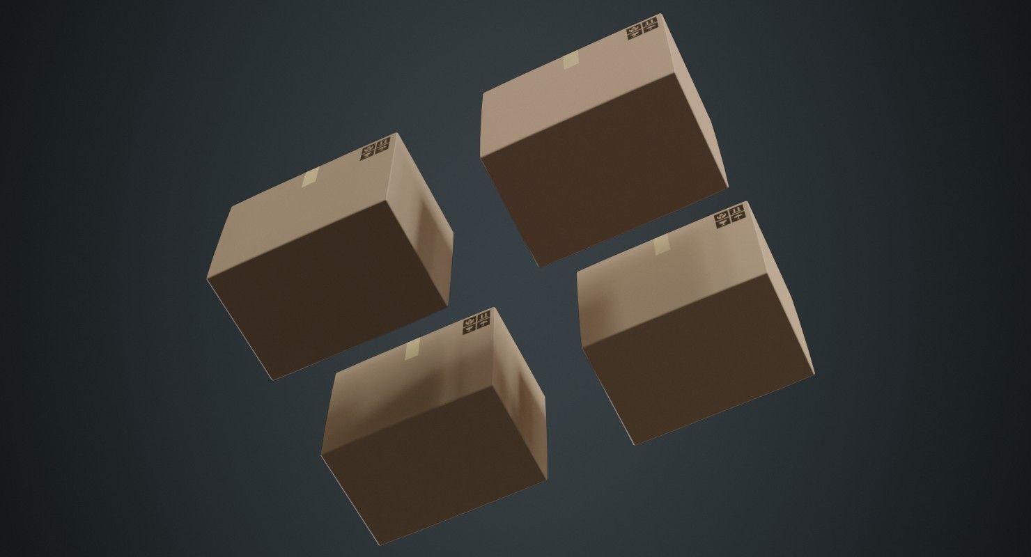 Cardboard Box 1A Low-poly 3D model_4