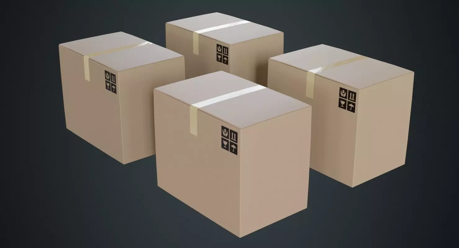 Cardboard Box 1A Low-poly 3D model_0