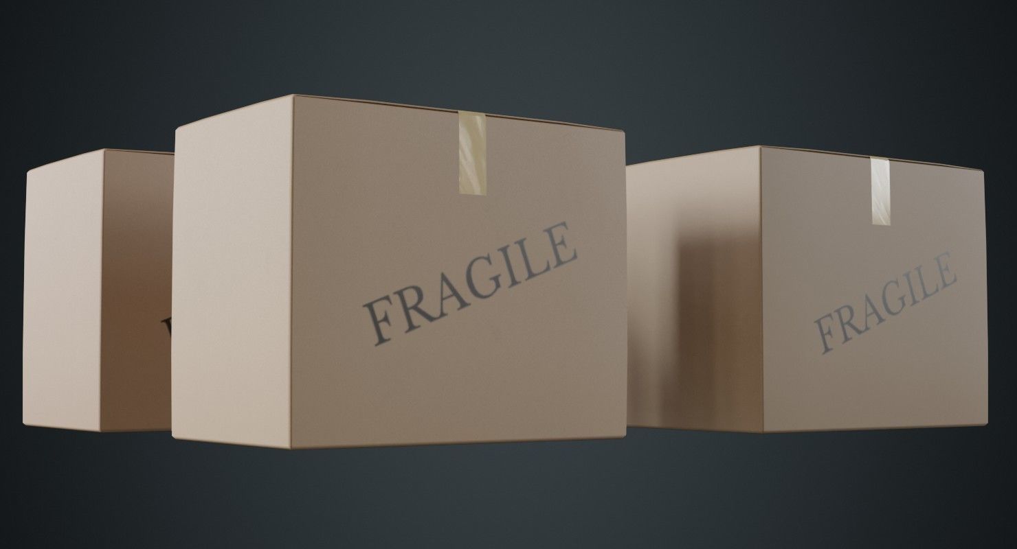 Cardboard Box 1A Low-poly 3D model_3