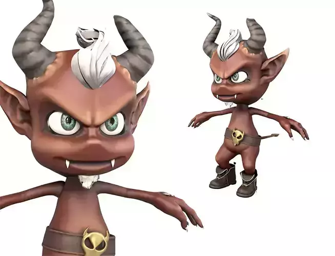 Little Devil Game Character Low-poly 3D model
