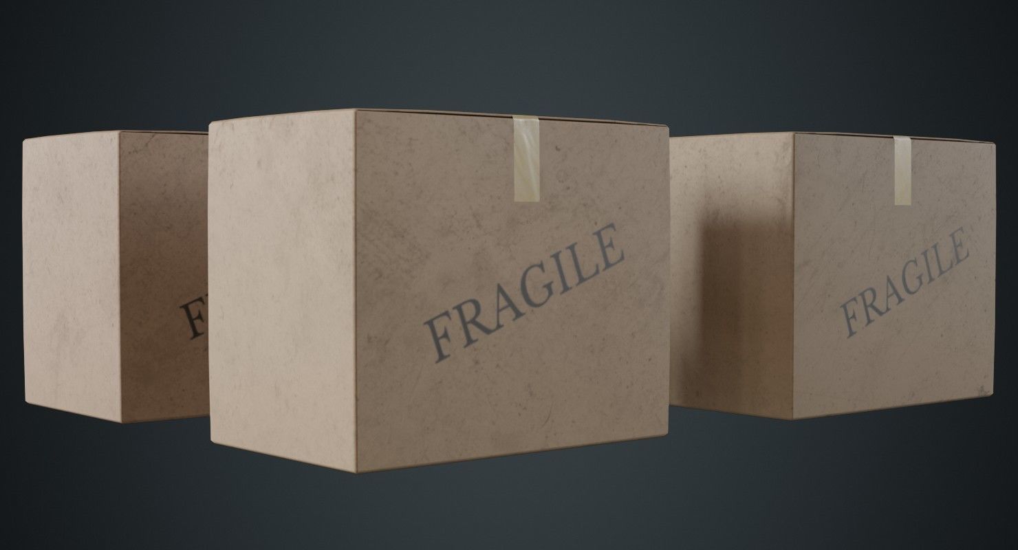 Cardboard Box 1B Low-poly 3D model_3