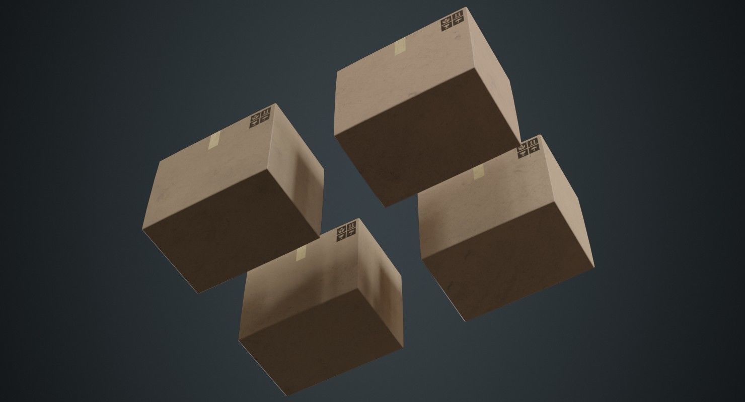 Cardboard Box 1B Low-poly 3D model_4
