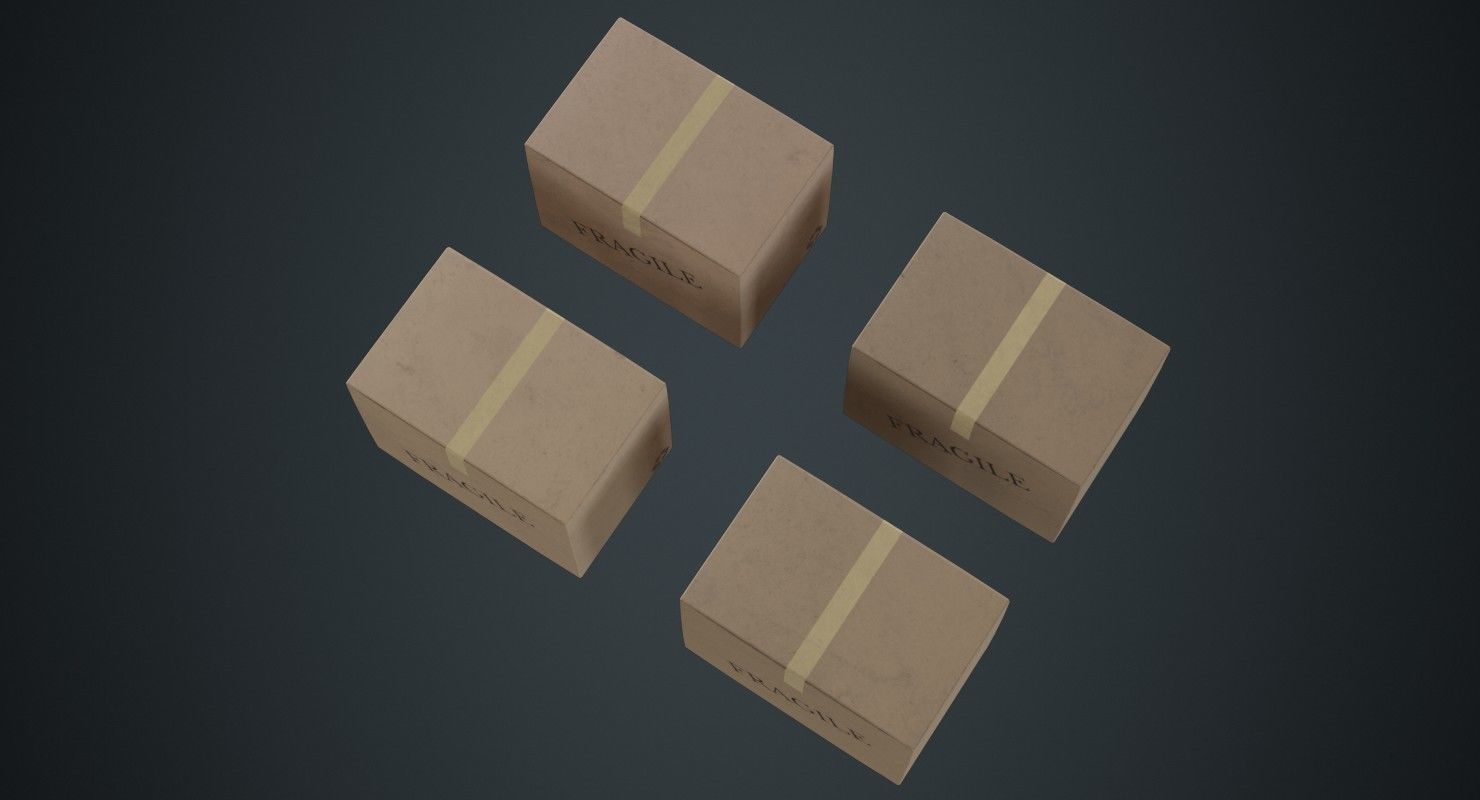 Cardboard Box 1B Low-poly 3D model_2