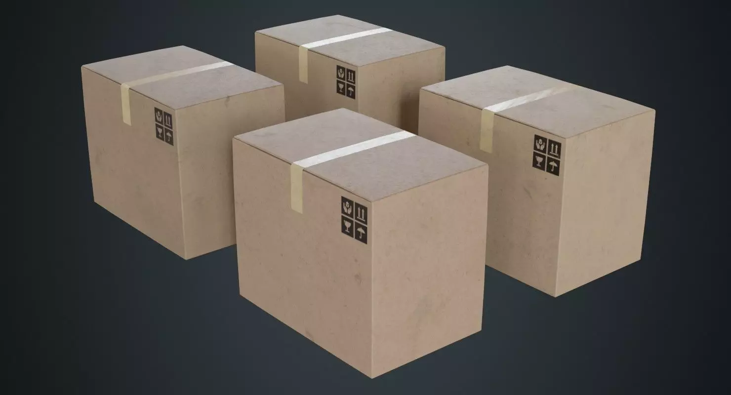 Cardboard Box 1B Low-poly 3D model_0