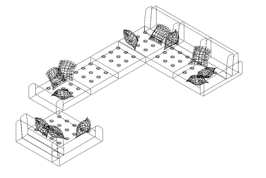 Low Seating Sofa set with center table 3D model_5