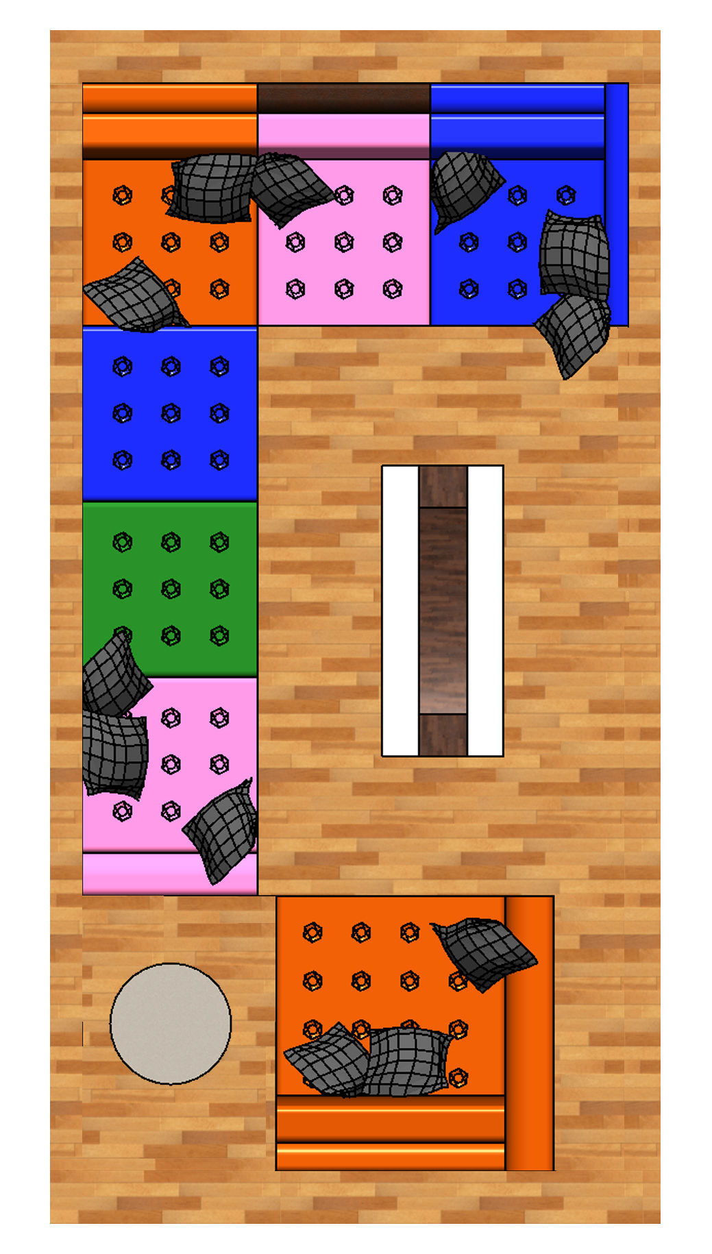 Low Seating Sofa set with center table 3D model_2