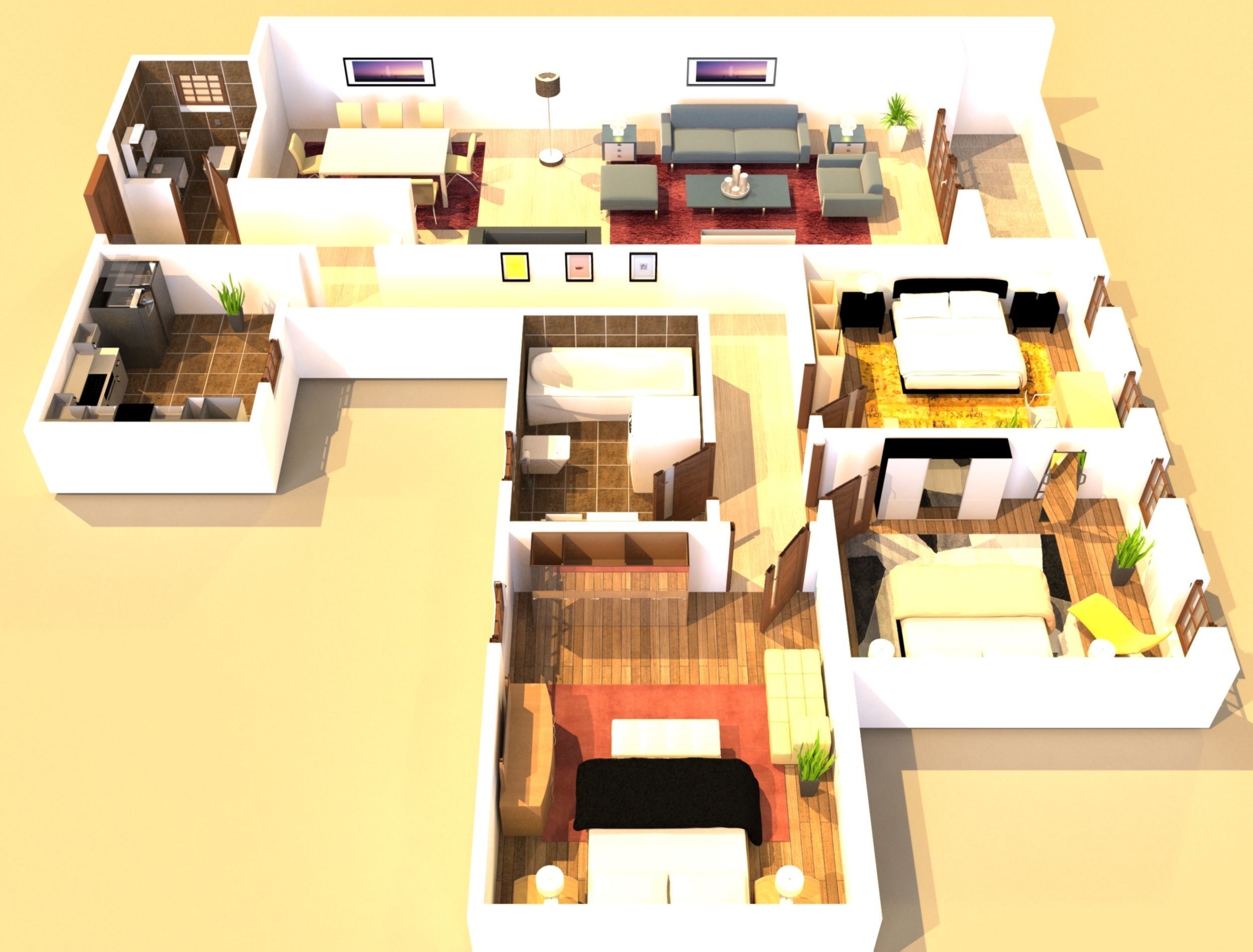 3D interior flat design  3D model_1