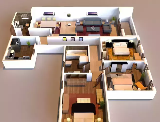 3D interior flat design  3D model