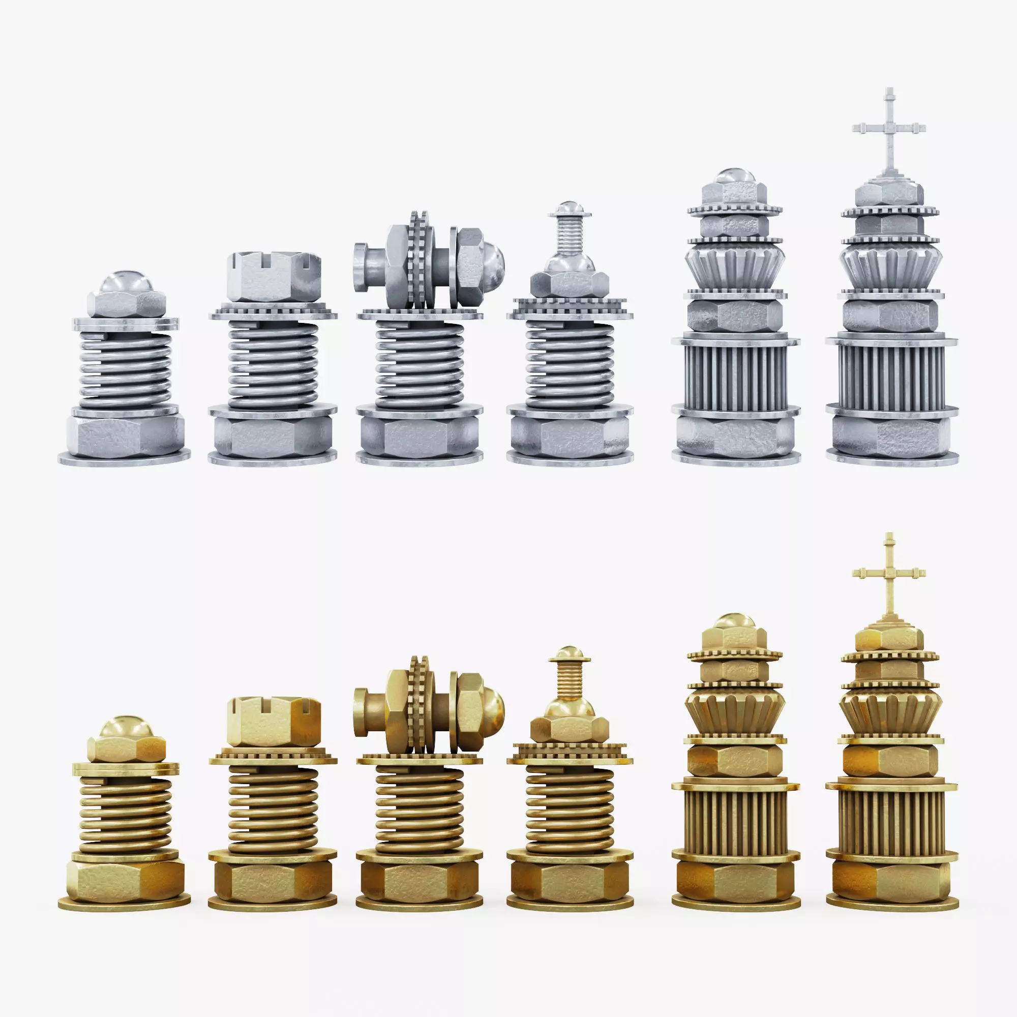 Chess Steampunk Low-poly 3D model