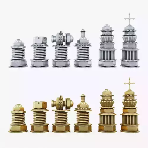 Chess Steampunk Low-poly 3D model