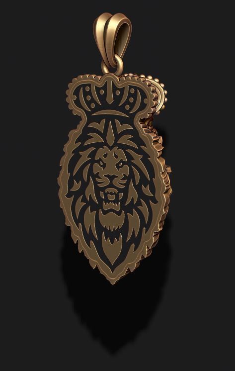 Lion pendant with crown new 001 3D print model_3