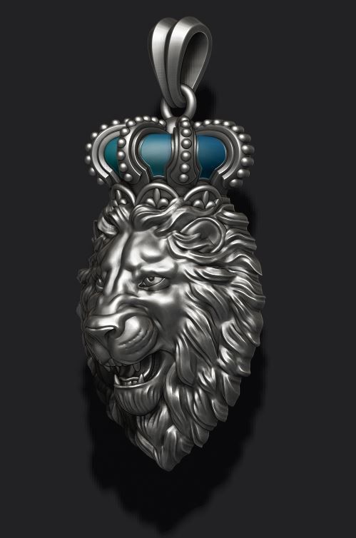 Lion pendant with crown new 001 3D print model_2