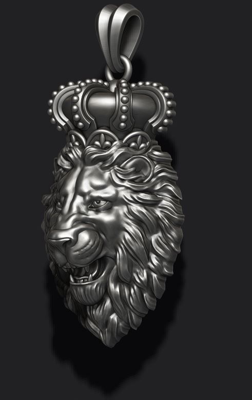 Lion pendant with crown new 001 3D print model_6