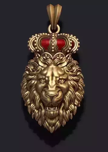 Lion pendant with crown new 001 3D print model