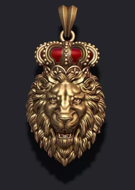 Lion pendant with crown new 001 3D print model_0