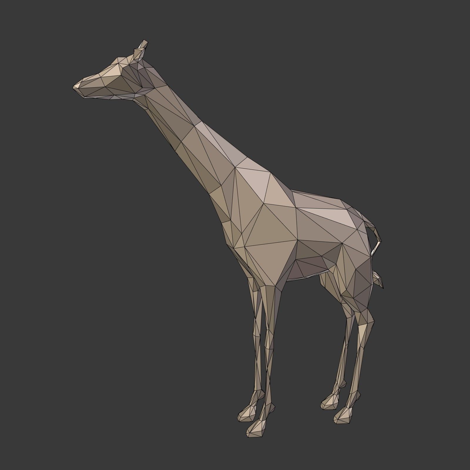Low Poly Cartoon Giraffe Low-poly 3D model_2
