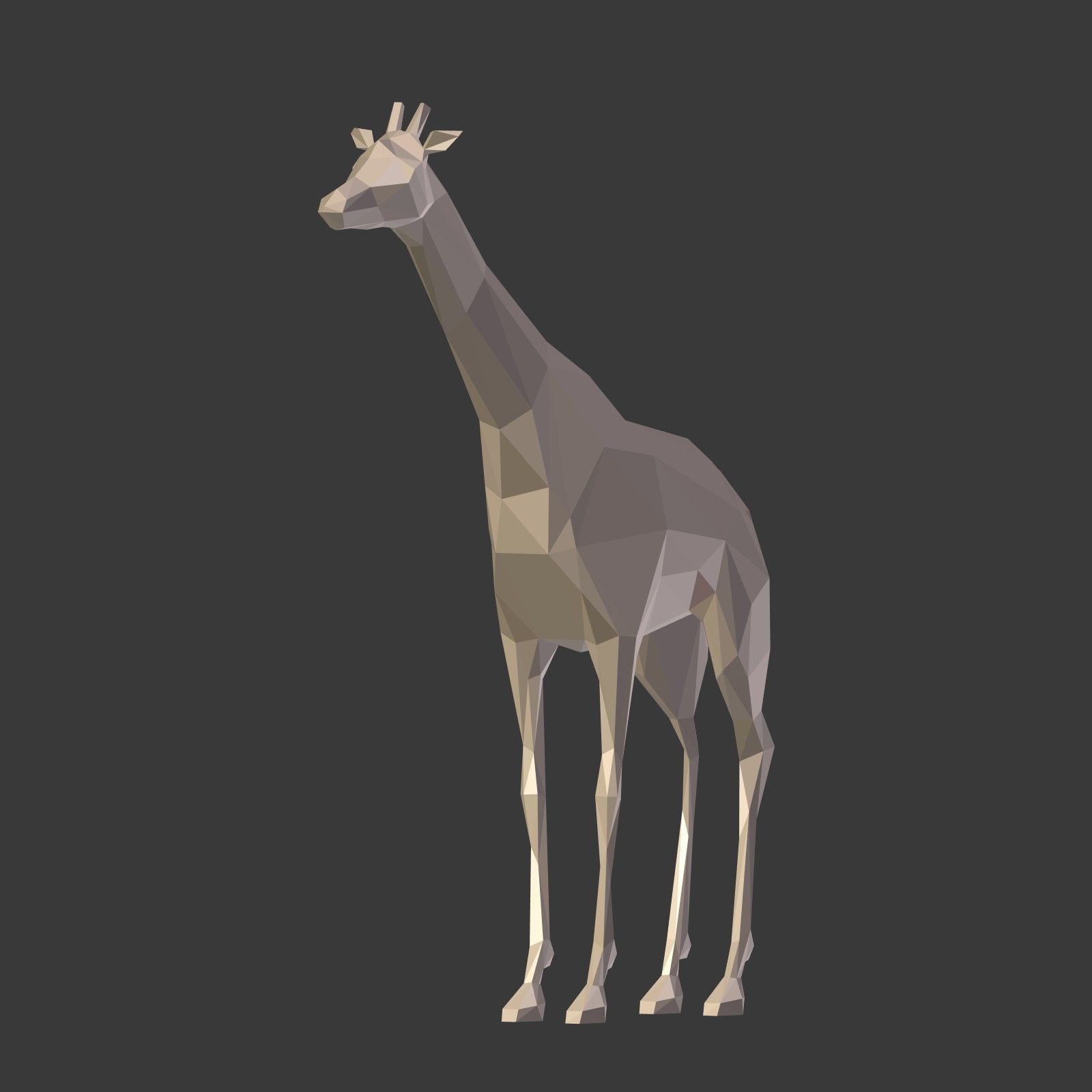 Low Poly Cartoon Giraffe Low-poly 3D model_3