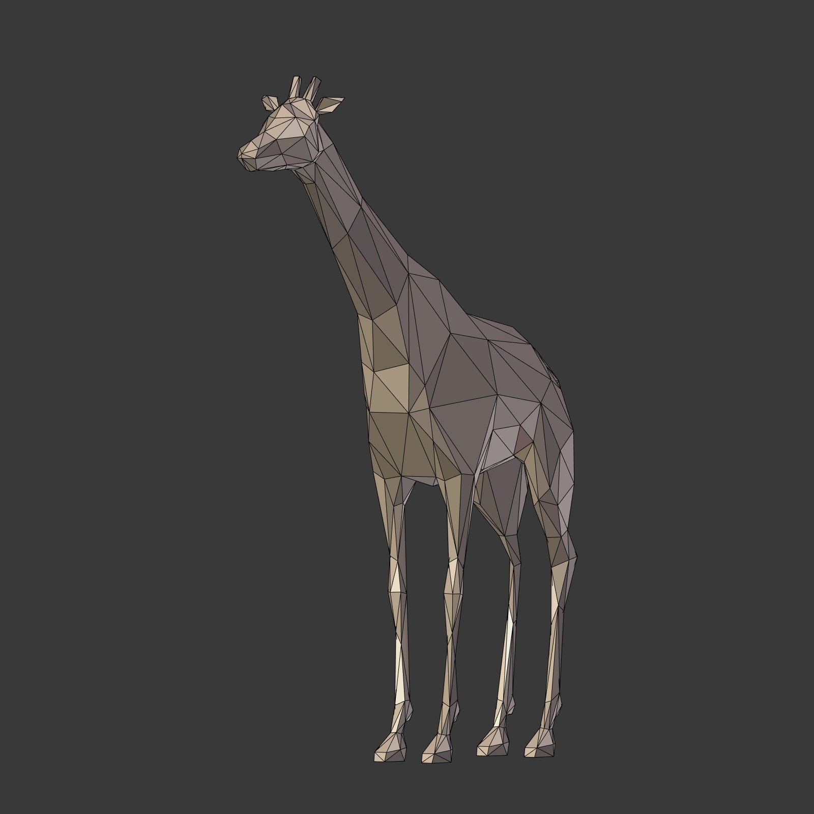 Low Poly Cartoon Giraffe Low-poly 3D model_4