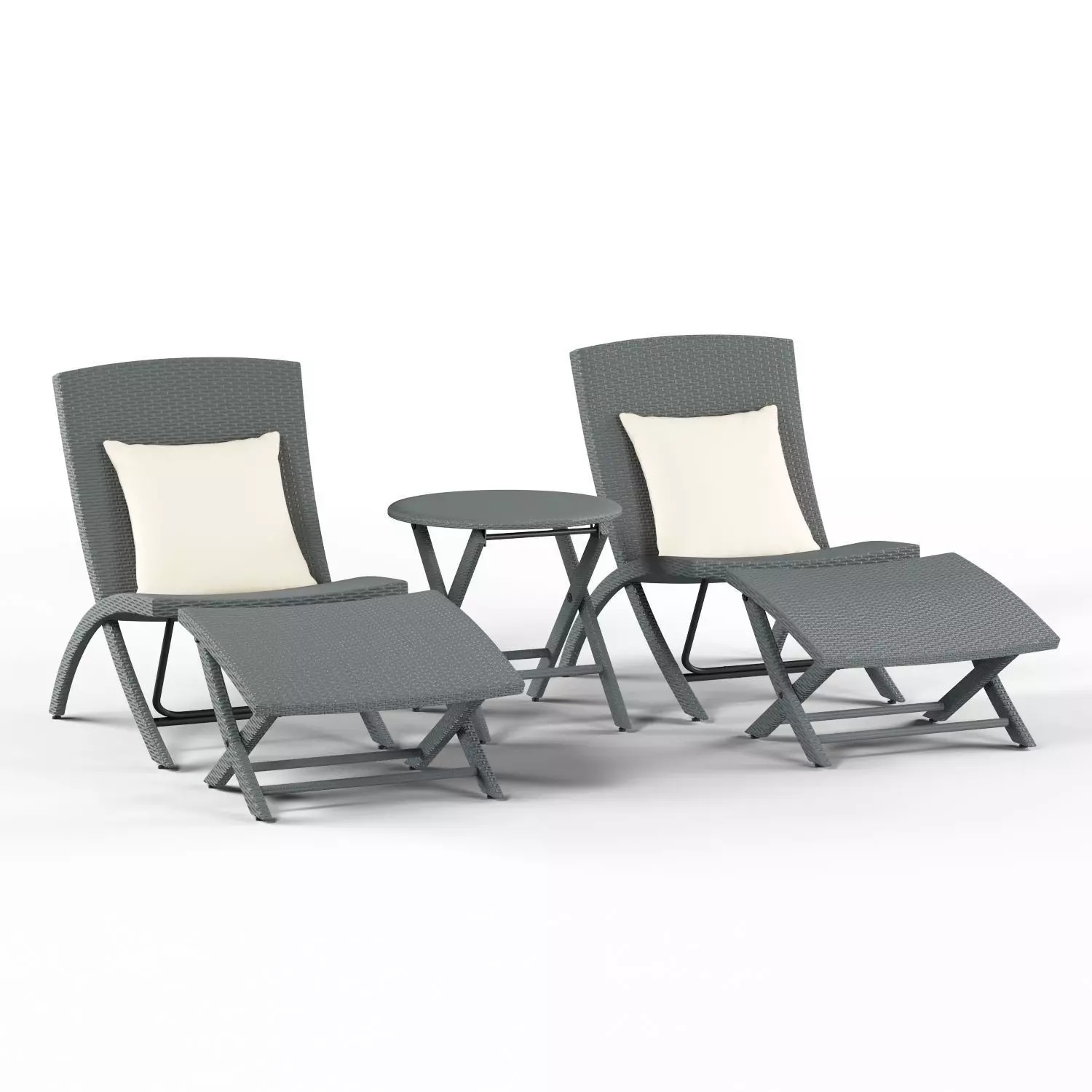 Havenside Home Plymouth Grey 5-piece Chair Table Rattan Set 3D model