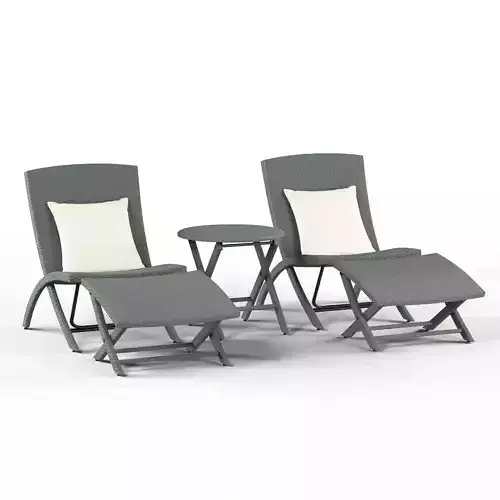  Havenside Home Plymouth Grey 5-piece Chair Table Rattan Set 3D model