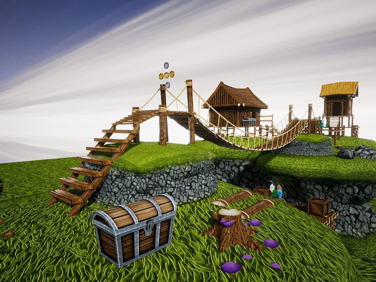 Cartoon Platformer for UNREAL Low-poly 3D model_6