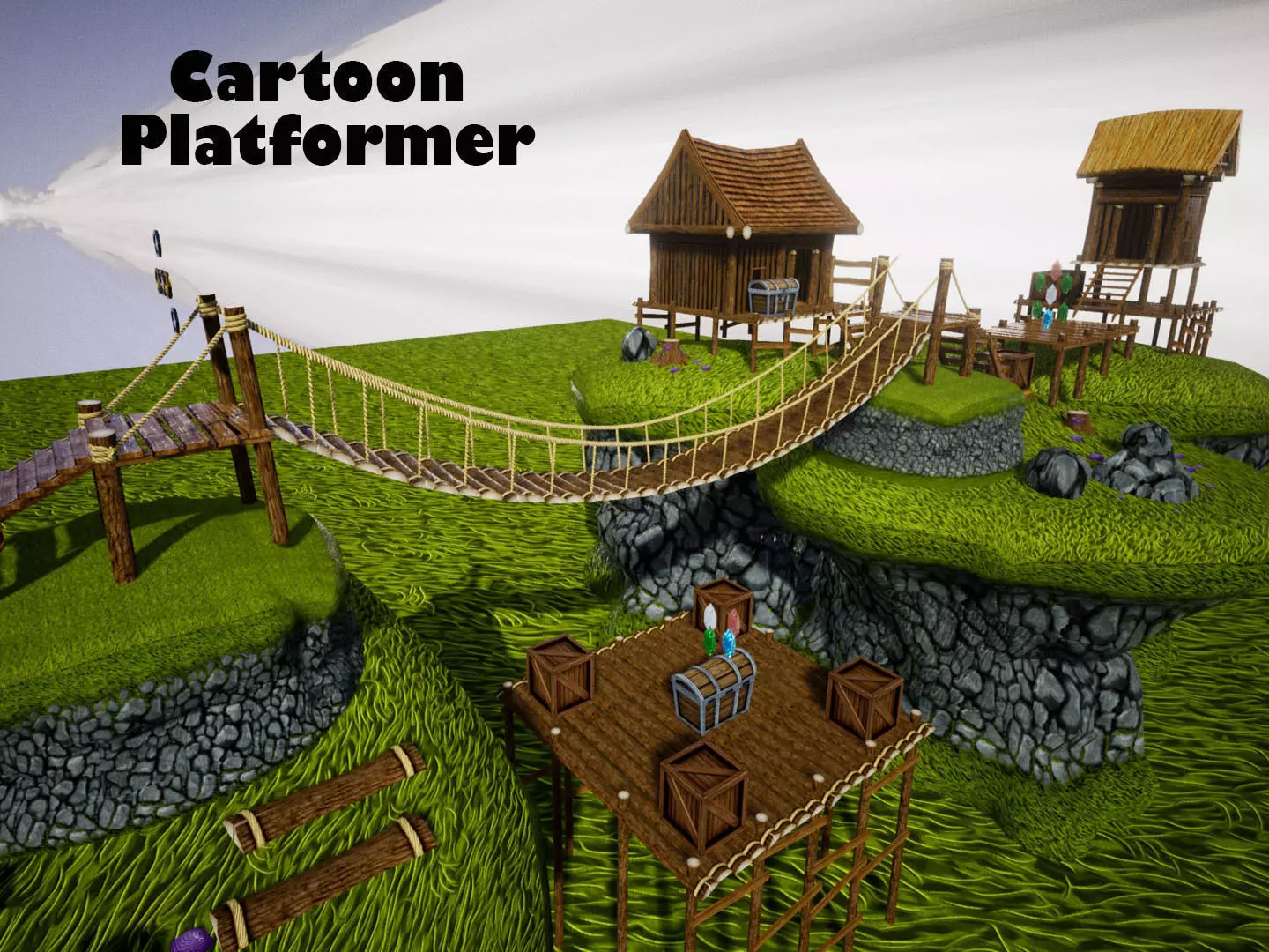 Cartoon Platformer for UNREAL Low-poly 3D model_0